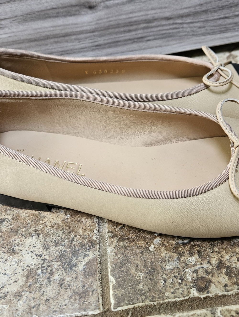 CHANEL Lambskin Cap Toe CC Ballerina Flats - Picture 13 of 15